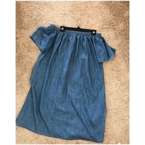Off the shoulder chambray dress